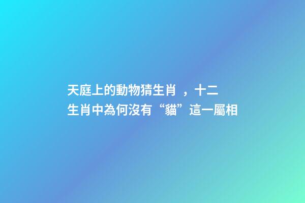 天庭上的動物猜生肖，十二生肖中為何沒有“貓”這一屬相